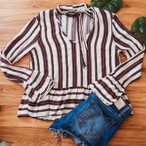Striped Bell Sleeve Blouse